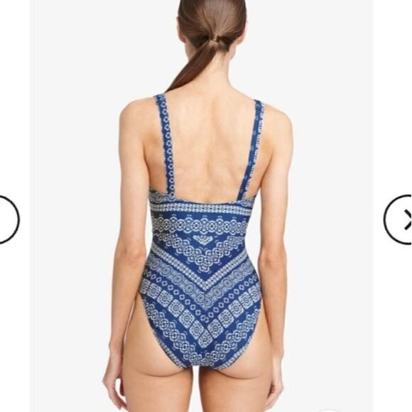 Robin Piccone Front Tie One-Piece Swimsuit Cornflower 6 NWT - Picture 6 of 13